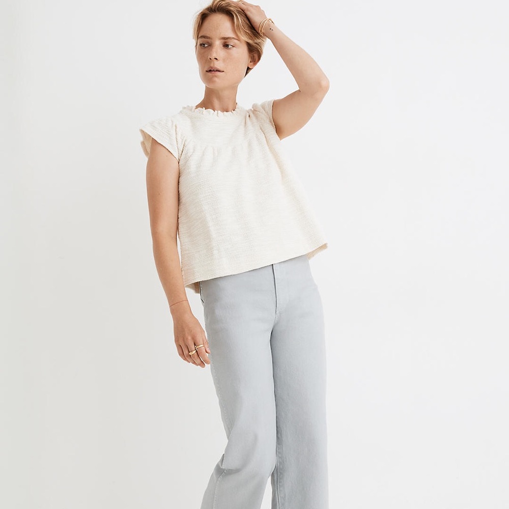 Madewell Textural Knit Ruffle-Neck Top size M - Picture 1 of 7